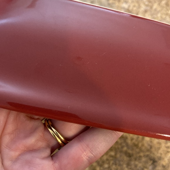 Longaberger Pottery Woven Traditions Paprika Red Oval Serving Dish - Picture 12 of 16